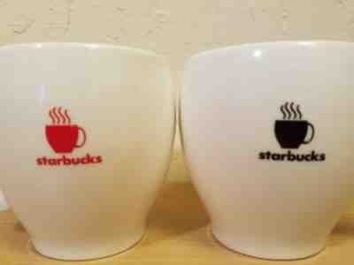 STARBUCKS Set of 2 ABBEY Coffee Mugs 2004 White Red Black Collectible 12 Oz   - Sold on eBay Dec, 30th 2019 for $22.00