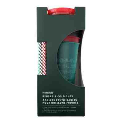 Starbucks Reusable Cold Cups Set of 5 with Lids & Straws Holiday 2019 - Sold on eBay Dec, 29th 2019 for $19.99