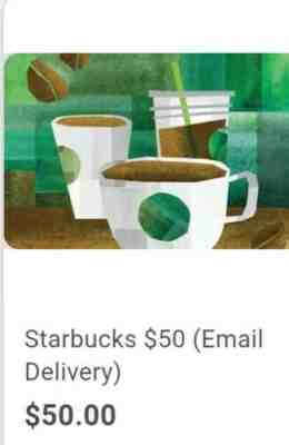 $50 STARBUCKS Gift Card –Brand NEW Never Used gift card. FAST Delivery!! - Sold on eBay Dec, 29th 2019 for $30.00