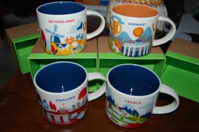 4 New Authentic Starbucks You Are Here Mugs ENGLAND FRANCE GERMANY NETHERLANDS - Sold on eBay Dec, 29th 2019 for $149.00