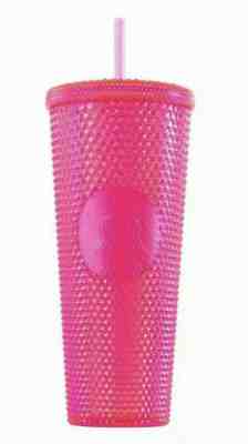 NEW STARBUCKS 2019 Neon Pink Studded Cold Cup Tumbler WINTER HOLIDAY 24 oz Venti - Sold on eBay Dec, 29th 2019 for $31.95