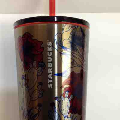 Starbucks Tumbler with Lid and Straw Metal cactus flowers  Red Cold 2018 - Sold on eBay Dec, 29th 2019 for $19.00