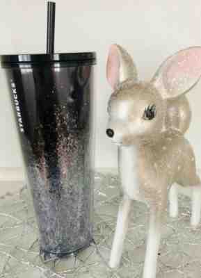 New Starbucks 2019 Holiday Edition BLACK SILVER cascading Glitter Tumbler 24 Oz - Sold on eBay Dec, 29th 2019 for $21.60