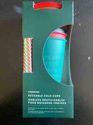 Starbucks 2019 Holiday Christmas Winter Reusable Cold Cups 5 pack w/ Straws RARE - Sold on eBay Dec, 29th 2019 for $23.50