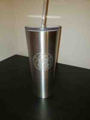 NEW! Starbucks 24 oz. Stainless Steel Silver Siren Cold Cup Tumbler with Straw - Sold on eBay Dec, 29th 2019 for $25.00