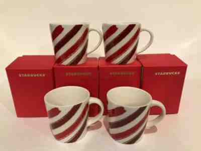 Starbucks Demitasse Espresso 2014 Demi 3 oz Cups "Candy Cane" Red White 4 Mugs - Sold on eBay Dec, 29th 2019 for $31.50
