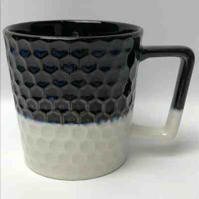 Starbucks Beehive Mug White Blue Brown Coffee Tea Cup Honeycomb Glaze 12oz