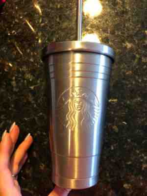 Starbucks Stainless Steel Tumbler Metal Straw Cold Cup Mermaid 16 oz 2014 Silver - Sold on eBay Dec, 29th 2019 for $15.40