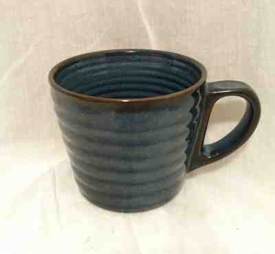 Starbucks Dark Blue & Brown Ribbed Coffee Mug Rib Pattern, 2008 - Sold on eBay Dec, 29th 2019 for $16.95