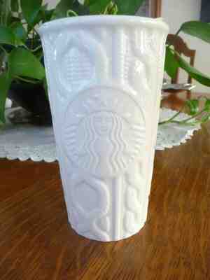 Starbucks 2016 White Siren Cable Knit 10 oz Ceramic Travel Tumbler with Lid - Sold on eBay Dec, 28th 2019 for $20.95
