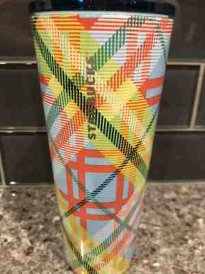 2019 Starbucks Spring Plaid stainless cold Tumbler New w/ orange Straw - Sold on eBay Dec, 28th 2019 for $18.95
