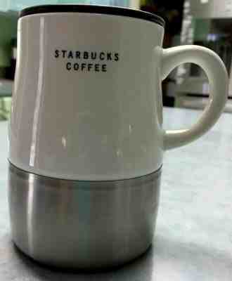 Starbucks 2004 Travel Mug w/ Lid Urban Desk Series White Ceramic Stainless Steel - Sold on eBay Dec, 28th 2019 for $17.99
