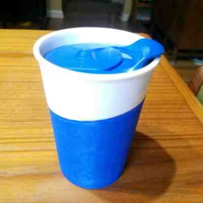 Starbucks Coffee Ready Brew Rubber Ribbed Grip Tumbler Travel Mug Cup 8 oz Slant - Sold on eBay Dec, 28th 2019 for $27.99