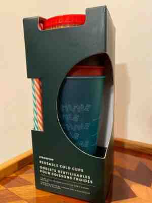 Starbucks 2019 Holiday Christmas Winter Reusable Cold Cups 5 pack w/ Straws New - Sold on eBay Dec, 28th 2019 for $15.50