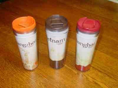 Lot of 3 Starbucks Global Icon Travel Mug Tumblers Vietnam Shanghai Guangzhou - Sold on eBay Dec, 28th 2019 for $23.95