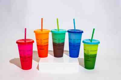 Color Changing Cups | 24 ounces | 5 Pack | Starbucks-Style | W/ Lids and Straws - Sold on eBay Dec, 28th 2019 for $29.95