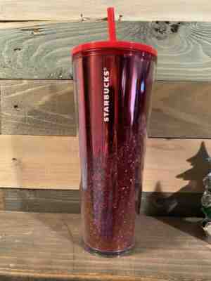 STARBUCKS 2019 Holiday Limited Edition Red Cascading Glitter Tumbler 24 oz Venti - Sold on eBay Dec, 28th 2019 for $32.00