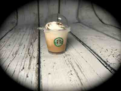Mini Starbucks Cafe con Leche w/ Whip Cream Coffee Key Chain Christmas Ornament - Sold on eBay Dec, 28th 2019 for $16.00