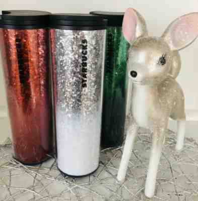 Starbucks 2019 Holiday Hot Or Cold Cup 16oz Tumbler Red Green & White Glitter ???? - Sold on eBay Dec, 28th 2019 for $45.00