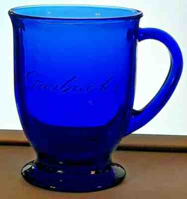 Rare~STARBUCKS Anchor Hocking COBALT BLUE GLASS Pedestal Coffee Mug USA - Sold on eBay Dec, 28th 2019 for $19.99