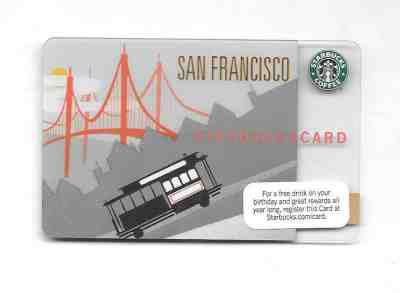 Rare 1st Issue Starbucks Card SAN FRANCISCO Cable Car  NEW UNUSED - Sold on eBay Dec, 28th 2019 for $24.56
