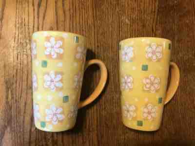 2 Starbucks Yellow/Orange With Flowers 5?"  Tall Coffee Cup Mug Lot 16 Oz 2006 - Sold on eBay Dec, 28th 2019 for $16.99
