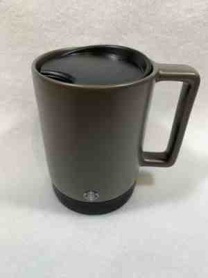 STARBUCKS Commuter Travel Desktop Mug Cup Gray Ceramic Non-skid Black Base 14 oz - Sold on eBay Dec, 28th 2019 for $25.00
