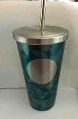 Starbucks blue stainless steel tumbler With Straw 16 oz. - Sold on eBay Dec, 28th 2019 for $24.99