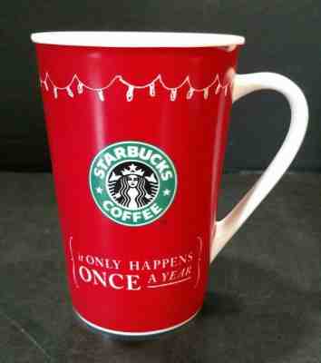 2005 STARBUCKS Holiday Mug ~ Red White Stocking "It Only Happens Once A Year" - Sold on eBay Dec, 28th 2019 for $16.00