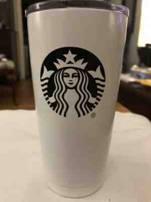 Starbucks Logo steel Travel Mug 16 Oz White Tumbler 2016 collectibles - Sold on eBay Dec, 28th 2019 for $22.99