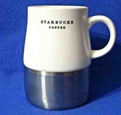 STARBUCKS PORCELAIN WHITE STAINLESS STEEL 2006 14oz MUG - Sold on eBay Dec, 28th 2019 for $19.95