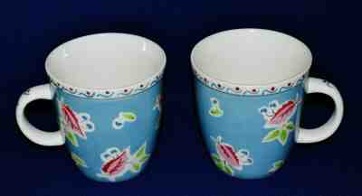 Starbucks 2004 Set Of 2 Blue & Pink Floral Abbey Style 18 ounce Mugs - Sold on eBay Dec, 28th 2019 for $25.00
