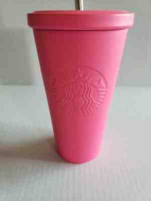 Starbucks 2014 Stainless 16 oz. Cold Cup / Coffee Tumbler - Matte Hot Pink - Sold on eBay Dec, 28th 2019 for $29.99