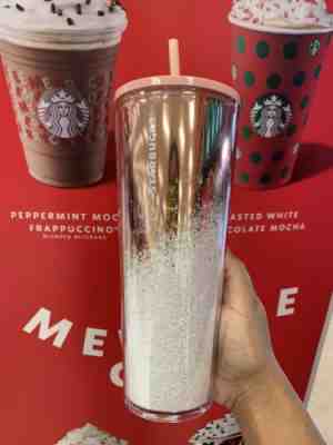 NEW Starbucks Holiday 2019 Venti Tumbler ROSE GOLD Cascading Snow RARE EDITION - Sold on eBay Dec, 28th 2019 for $26.99