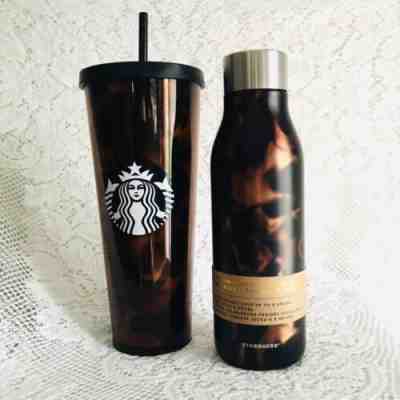 STARBUCKS TORTOISESHELL MOCHA SWIRL DUO 1-24oz TUMBLER & 1-VACUUM SEALED BOTTLE - Sold on eBay Dec, 28th 2019 for $100.00