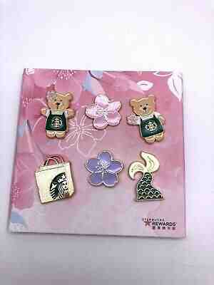New Starbucks 2019 Cherry Blossom Season Pin Set Badge Coffee 6 PCS China - Sold on eBay Dec, 28th 2019 for $45.50