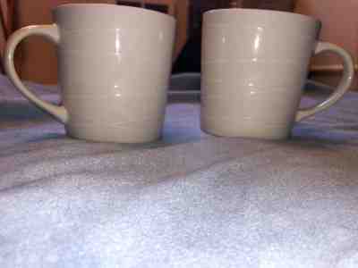 2 Starbucks 2004 White Mugs At Home Collection Raised Stripes - Sold on eBay Dec, 28th 2019 for $24.00