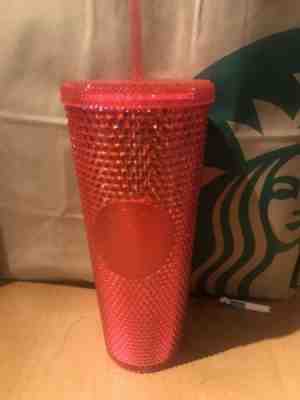NEW STARBUCKS 2019 Neon Hot Pink Studded Cold Cup Tumbler WINTER HOLIDAY 24 oz - Sold on eBay Dec, 27th 2019 for $22.00
