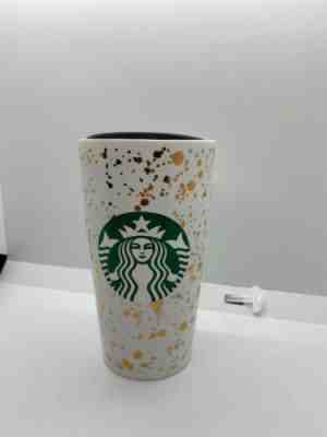 Starbucks 2019 Holiday Confetti Ceramic Travel Tumbler White and Gold Christmas - Sold on eBay Dec, 27th 2019 for $18.00