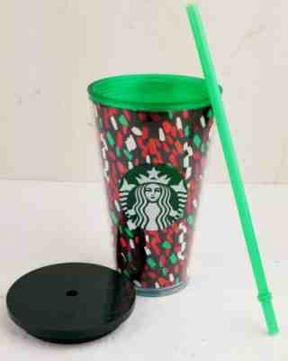 STARBUCKS Confetti Cold Cup Acrylic Tumbler HOLIDAY 2019 16 oz Christmas - Sold on eBay Dec, 27th 2019 for $22.00