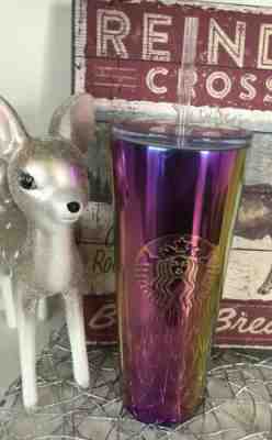 New Starbucks 2019 Summer Rainbow Iridescent Metallic Stainless Tumbler Cup 24oz - Sold on eBay Dec, 27th 2019 for $28.00