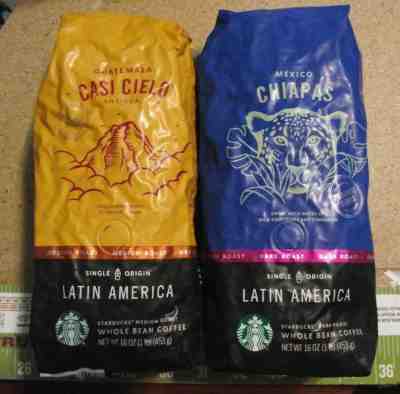 2 Starbucks whole bean coffee lot: Casi Cielo & Mexico Chiapas   1lb/453g ea - Sold on eBay Dec, 27th 2019 for $45.00