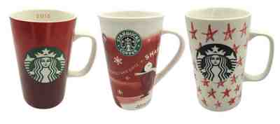 Lot of 3 Tall 16 oz STARBUCKS Christmas Holiday & Stars Mugs 2010 2014 2015 EUC - Sold on eBay Dec, 27th 2019 for $20.00