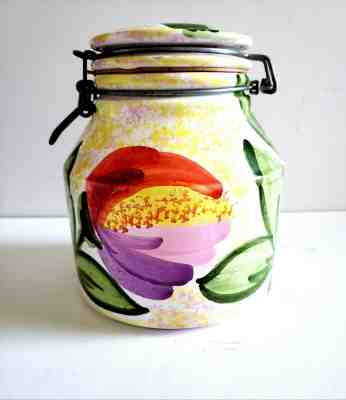 STARBUCKS Coffee Canister w/ Lid Italian Made Hand Painted - Sold on eBay Dec, 27th 2019 for $24.99