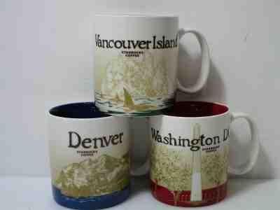Starbucks 'You Are Here' Collection Coffee Mugs Denver Vancouver Washington DC - Sold on eBay Dec, 27th 2019 for $42.66