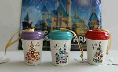  Disney Set 3 Disneyland Califonia Holiday Starbucks Travel Tumbler Ornament NEW - Sold on eBay Dec, 27th 2019 for $74.50