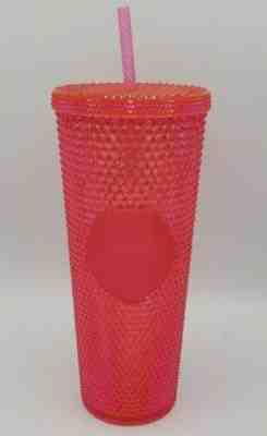 NEW STARBUCKS Neon Pink Studded Cold Cup Tumbler WINTER HOLIDAY 2019 24 oz - Sold on eBay Dec, 27th 2019 for $25.88
