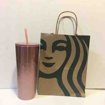 Starbucks 2019 Rose Gold Pink Metallic Tumbler Stainless 24oz Glitter FREE SHIP - Sold on eBay Dec, 27th 2019 for $36.98