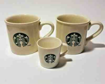 Starbucks Coffee Mugs - 3 Cups Green & White Siren Logo 2013 w Espresso Cup NEW - Sold on eBay Dec, 27th 2019 for $29.99