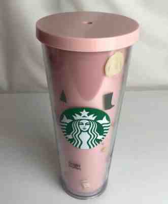 Starbucks Ban.do Pink Tumbler Cold Cup Sweater Weather 24oz Not Straw - Sold on eBay Dec, 27th 2019 for $17.50